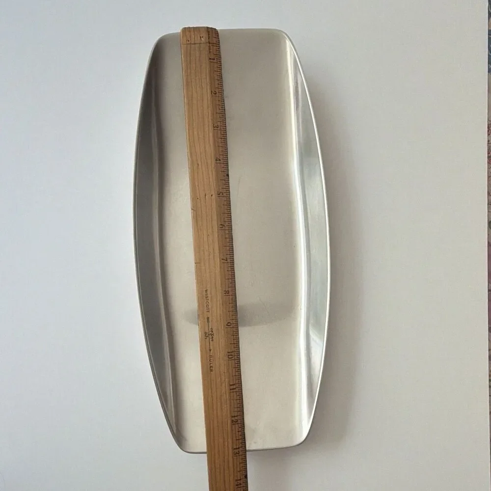 Vintage MCM Stainless Steel Boat Tray Canoe Serving Bowl Dish Mid Century Modern